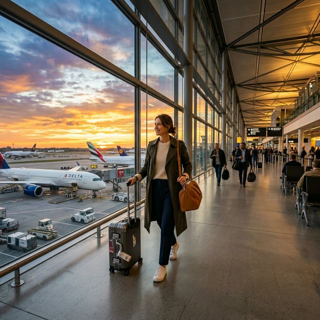 Traveler at international airport